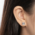S925 Sterling Silver Square Stud Earrings with Moissanite-0-2