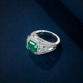 wholesale S925 Sterling Silver New 25ct Lab-Grown Emerald/Sapphire 8*8 Ring for Women, Popular in Cross-Border Sales-0-3