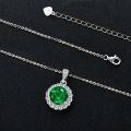 S925 Silver Round Teardrop Emerald-Like Pendant Necklace, Cross-Border Bestseller-0-1