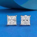 wholesale S925 Sterling Silver 7*7mm Princess Cut White Diamond Trendy Stud Earrings for Women, Cross-border AliExpress Style-0-0