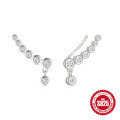 wholesale S925 Sterling Silver Round Single-Row Diamond Stud Earrings, Trendy Minimalist Design-0-4