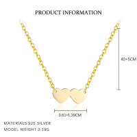 wholesale S925 Sterling Silver Cross-border Sweet Heart French Women's Necklace, Fashionable Niche Design Trendy Simple Versatile Collarbone Chain-A4061-Gold 925 Silver