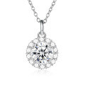 wholesale 925 Sterling Silver Moissanite Necklace with D Color Moissanite Pendant, High-End Women's Silver Jewelry Moissanite Neck Chain-0-5