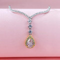 wholesale S925 Sterling Silver New Drop-shaped One-carat Pink Diamond Necklace Imported High-carbon Diamond Pendant for Women Minimalist-0-4