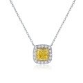 wholesale 14k Gold Classic Simple Square Cut Cultured Diamond 075ct Clavicle Chain Yellow Diamond Necklace-0-4