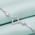 wholesale S925 Sterling Silver Four-Leaf Clover Bracelet for Women, Korean Style Minimalist Small Unique Design Silver Bangle, Personalized Fashion Versatile Wrist Accessory-0-0