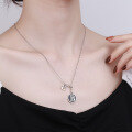 wholesale S925 Sterling Silver Antiqued Street Style B Letter Tassel Pendant Choker Necklace with Black Resin Face-0-3