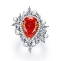 wholesale 925 silver new jewelry imported high-carbon diamond sunset orange 11*15mm teardrop inlaid pearl ring-0-5