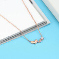 wholesale S925 Sterling Silver Rose Gold Double Heart Pendant Necklace, Factory Direct Wholesale-0-3