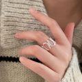 wholesale S925 Sterling Silver U-Shaped Geometric Ring for Women, New Design Korean Style Minimalist Niche Luxury Versatile Statement Ring-0-2