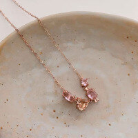 wholesale 925 Sterling Silver Candy Necklace New Trendy Colorful Shiny Crystal Heart Choker Light Luxury Statement Chain-Candy Necklace (Copper with Rose Gold Plated)
