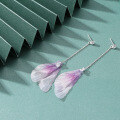 wholesale S925 Sterling Silver Women's Earrings, Small Fresh and Elegant Diamond-Inlaid Purple Angel Wing Ear Drops, Women's Ear Jewelry Wholesale-0-0