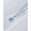 wholesale 925 Sterling Silver Teardrop Aqua Zircon Necklace for Women, Fashion Minimalist Unique High-End Pendant Collarbone Chain Necklace-0-2