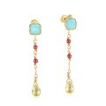 wholesale S925 Sterling Silver Japanese and Korean New Light Luxury Style Simple Amazonite Earrings Double Wear Long Drop Fringe Peridot Earrings for Women-0-5