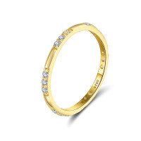 wholesale 925 Sterling Silver Geometric Zircon Jewelry For Women-Size US 6 925 silver 14K gold 5A zircon 0.91g 925 silver