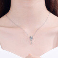 wholesale S925 Sterling Silver Fashionable Movable Love Crown Key Necklace for Women, Minimalist Designer Collarbone Chain Accessory-0-3