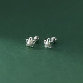 wholesale S925 Sterling Silver Ins-style Small and Exquisite Floral Synthetic Pearl Stud Earrings for Women M03263-0-1