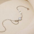 wholesale S925 Sterling Silver Maker Fashion Lucky Four-Leaf Clover Beaded Bracelet, Fresh and Elegant Style with Diamond-Inlaid Shell Flower-0-3
