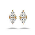 wholesale S925 silver-plated 14K gold Japanese minimalist-style marquise-shaped white zircon jewelry set-0-4