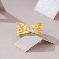18K Gold-Plated 925 Silver Hollow Cross Moissanite Ring-0-2