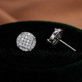 S925 Silver Geometric Irregular Circle Round Ear Stud Earrings with Moissanite-0-0