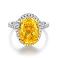 wholesale S925 Sterling Silver Yellow Diamond Ring for Women, Ice Cut Radiant Cut 8A Zircon Engagement Ring, Wedding Banquet European and American Cross-Border-0-11