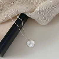 wholesale S925 Sterling Silver Minimalist Heart Pendant Necklace Women's Korean Style New Fashion Simple Advanced Niche Collarbone Chain-Love necklace (silver) whole body sterling silver 40+5CM 925 silver