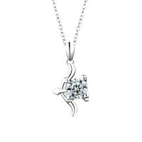 S925 Sterling Silver Moissanite Zodiac Necklace for Women-Sagittarius (November 23 - December 21) (White Gold)  1-Carat Moissanite