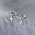 wholesale S925 full diamond cross pendant chain ear clasp minimalist fashion earrings M01276-0-0
