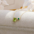 wholesale 9K Gold Japanese Minimalist Style Green Olive and Emerald Necklace Wholesale for Jewelry Manufacturers-0-3
