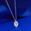 wholesale 925 Sterling Silver European Style Zircon Oval 6*8 Geometric Pendant Necklace 40+5cm-0-1