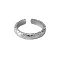 wholesale S925 Sterling Silver 383 Korean Version Ring, New Ins Style Minimalist Smooth Surface Diamond Pattern Open Adjustable Women's Ring-0-4