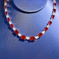 wholesale S925 Silver New Style Pigeon Blood Red European and American Single Row Full Diamond Collarbone Necklace Hot Selling Export Item 38+5-0-2