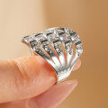 Metal Material Five-Row Multi-Layer Diamond Ring, High-End Sparkling Light Luxury Fashion Niche Design Versatile Jewelry Wholesale-0-0