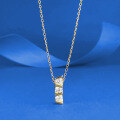 wholesale S925 silver gold-plated three-diamond bar pendant necklace for women, designed for cross-border bestsellers-0-2