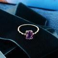 wholesale 9K Gold Yili Jewelry Small Wave Amethyst Ring for Women, One-Click Dropship Minimalist Versatile Square Hand Accessory-0-1