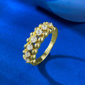 wholesale Metal: S925 Silver Gold Plated Openwork Mesh Row Ring for Women, Minimalist and Elegant Starry Sparkle Band-0-2