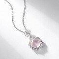 wholesale S925 Sterling Silver European and American New Light Luxury Popular Sunflower Pink Crystal Pendant Choker Necklace Snowflake Necklace Wholesale from Manufacturers-0-2