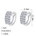 S925 Sterling Silver Full Moissanite Women's Classic Hoop Earrings-0-3