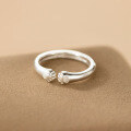wholesale 999 Silver minimalist smooth style "Peace and Joy" cat paw ring with a fresh, sweet, niche design R02755-0-4