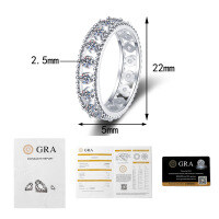 S925 Sterling Silver Moissanite Full-Diamond Cross-Border Ring, Light Luxury Fashion-1.08-carat moissanite  Size 9 (US size)