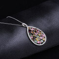 wholesale S925 Silver New Natural Tourmaline Pendant Necklace, Small European and American Ins Design Fashion Natural Gemstone Necklace-0-1