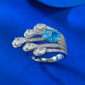 wholesale S925 Sterling Silver Imported High Carbon Diamond 6*8 Aquamarine Ring for Women Cross-Border Drop Shipping-0-2