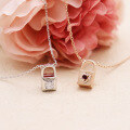 wholesale S925 Sterling Silver Adjustable Three-Shape Heart Lock and Key Pendant Necklace for Daily Wear-0-1