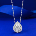 wholesale Metal material first: Mu Jing Jewelry New High Carbon Diamond 8*10mm Pear Shape Teardrop Necklace Women's Collarbone Chain European and American Style Pendant-0-0