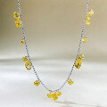 wholesale 925 Silver Mù Jǐng Jewelry All-over Star Yellow Diamond Necklace Teardrop Shattered Galaxy Beaded Chain Irregular Droplet Pendant Necklace-0-2