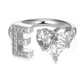 wholesale S925 Sterling Silver European and American Cross-Border Women's Ring with Personalized Letters, Heart, Zircon Inlaid, Adjustable Opening Silver Jewelry for Women-0-10
