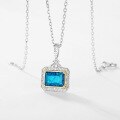 wholesale S925 Sterling Silver Japanese Fashion Minimalist Synthetic Blue Opal Pendant Collarbone Chain Women's Wholesale-0-2