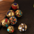wholesale Vintage metal copper bead spacer bead Buddhist prayer beads handmade DIY beaded jewelry accessory-0-2