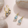 wholesale S925 Sterling Silver Light and Fresh Gemstone Earrings with 27 Carat Shining Hand-Set Natural Topaz-0-0